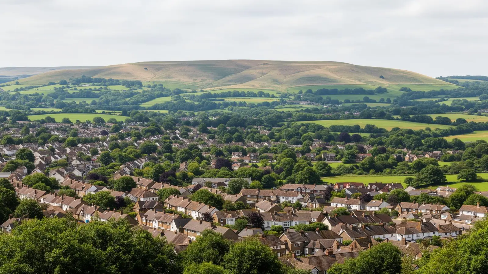 Burgess Hill residential properties with South Downs in the background