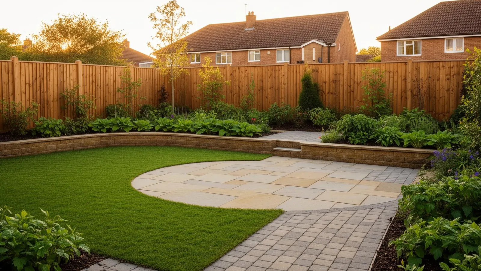 Professional landscaping project completed by Burton Builds in West Sussex
